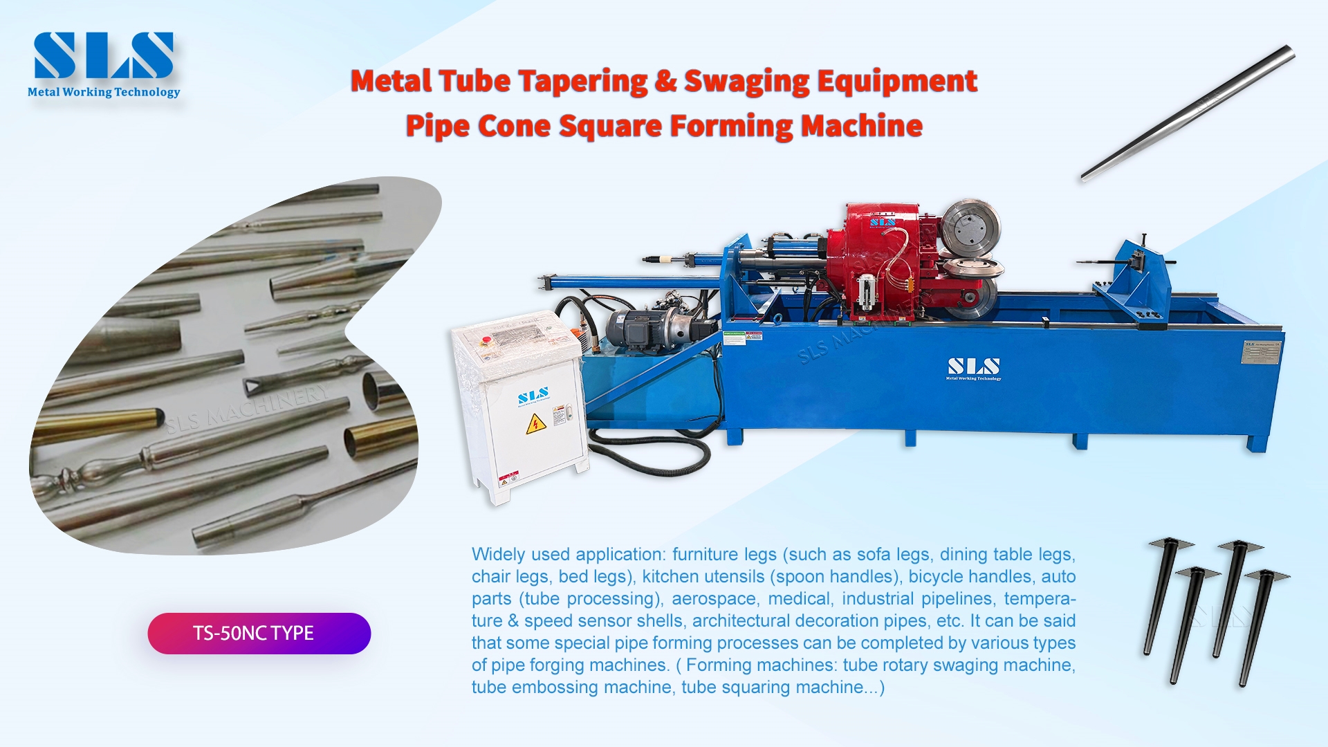 Macchina per la formatura di tubi quadrati conici e conici NC - Attrezzatura per pressatura di tubi metallici per gambe di mobili